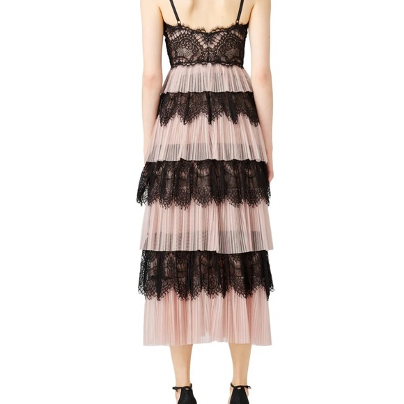 Marchesa Notte Black and Pink Lace Couture Dress - Picture 8 of 10